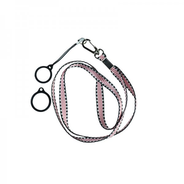 Flat Lanyard With 2 Silicone Rings Pink (1pc)