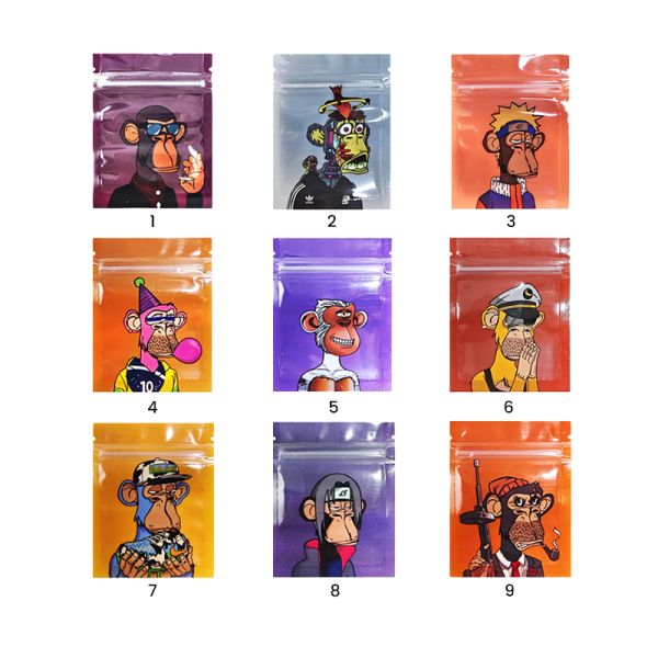 Pochette à Fermeture Pression Monkey (100pcs) 7x9cm