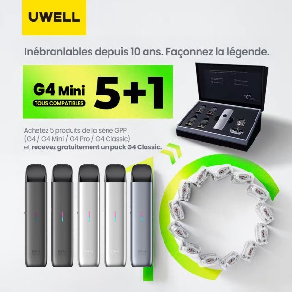 [Offre] 5 Packs Pod Caliburn G4 Mini Achetés, 1 Gift Box G4 Classic Offerte - Uwell