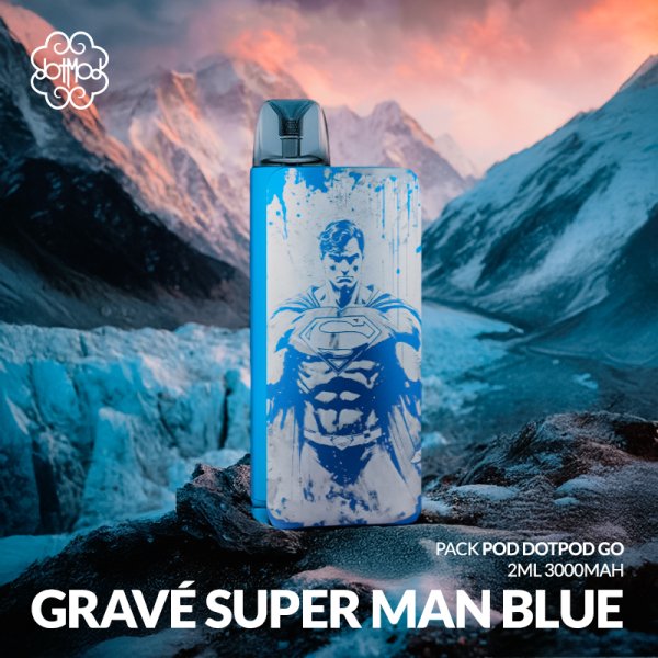 Kit Pod dotPod Go 2ml 3000mAh Blue Engraved Super Man - Dotmod