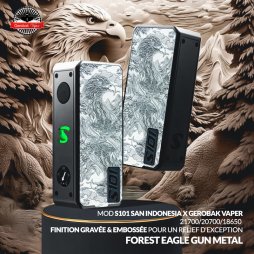 Box S101 21700/20700/18650 Engraved Forest Eagle Gun Metal - San Indonesia X Gerobak Vaper