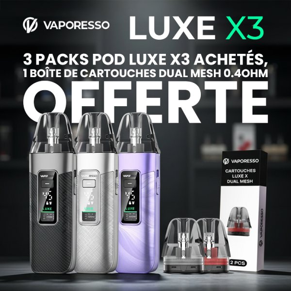 [Offer] Buy 3 Luxe X3 Pod Packs, Get 1 Box of Dual Mesh 0.4Ω Cartridges Free - Vaporesso