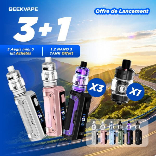 3 Packs Aegis Mini 5 Achetés, 1 Z Nano 3 Black Offert - Geekvape [Offre]