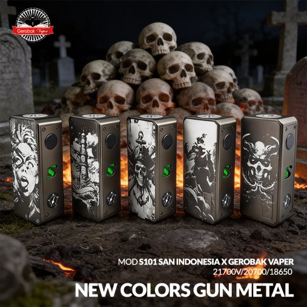 Mod S101 21700/18650 New Colors Gunmetal - San Indonesia x Gerobak Vaper