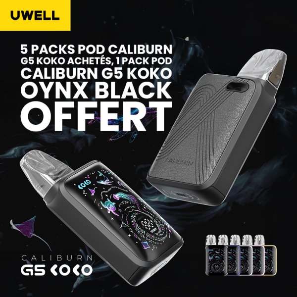 Buy 5 Caliburn G5 Koko Pod Kits, Get 1 Caliburn G5 Koko Oynx Black Pod Kit Free - Uwell [Offer]